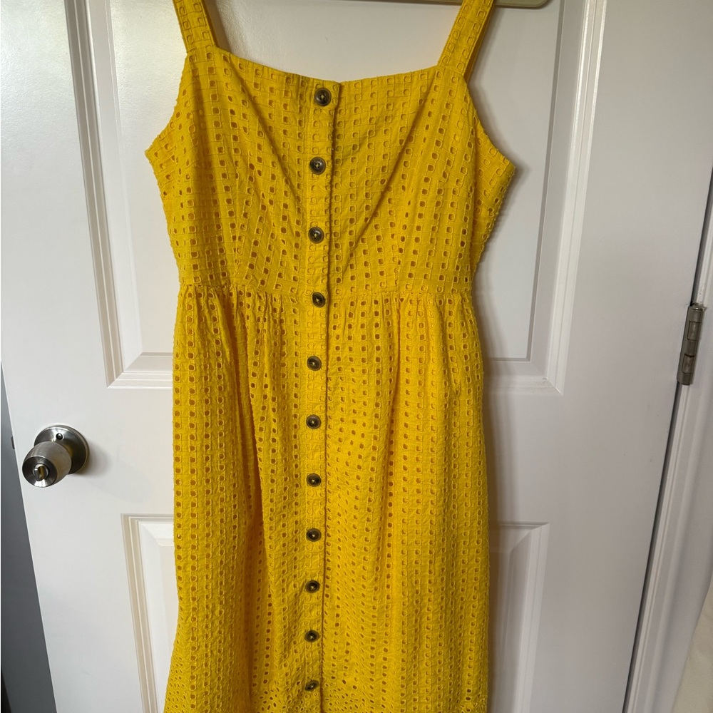 J. Crew Coletta Yellow Sleeveless Square Neck Sundress
